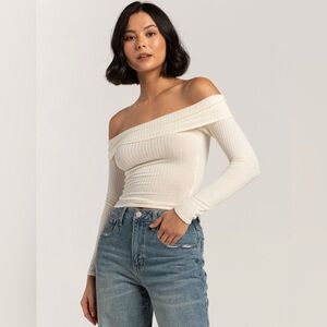 NWOT FULL TILT Fold Over Rib Off The Shoulder Womens Top